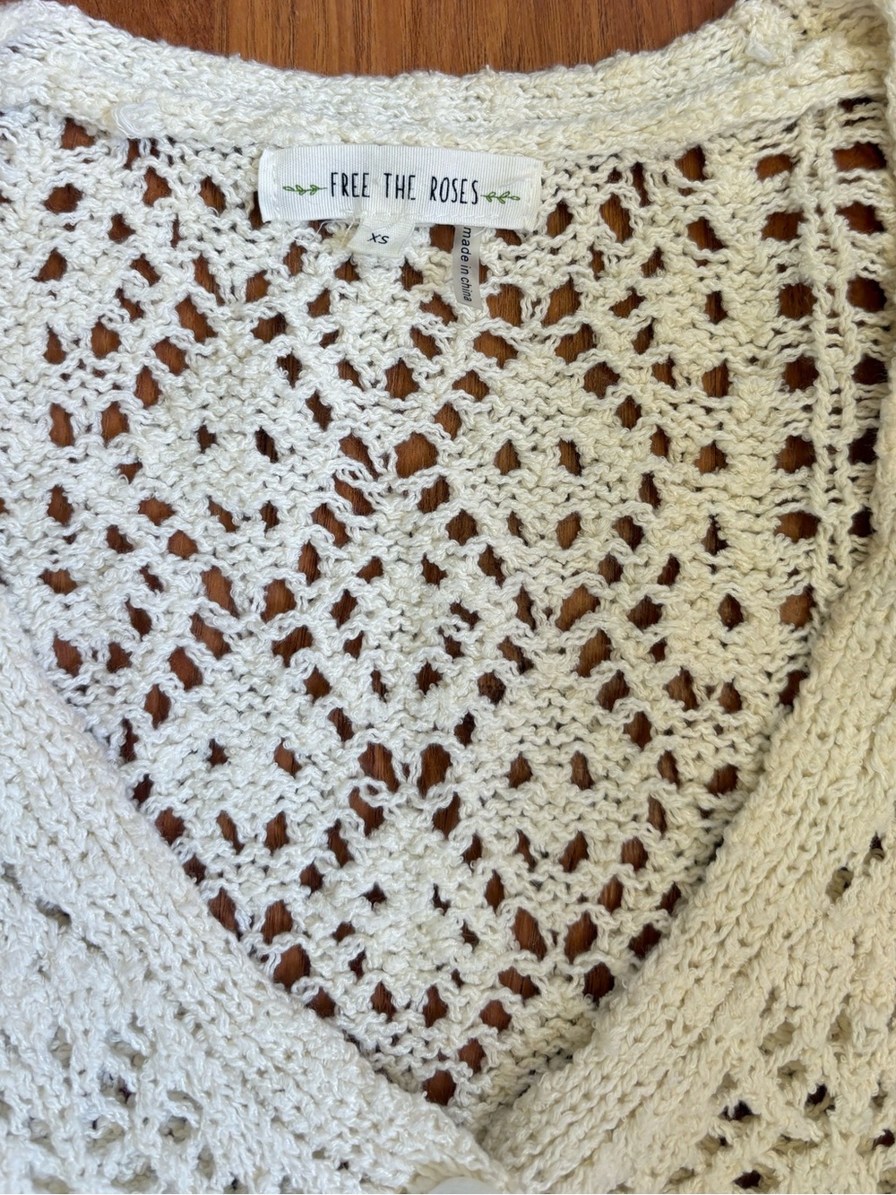 Free the Roses Cream Crochet Button-Front Cardigan - Picture 3 of 4
